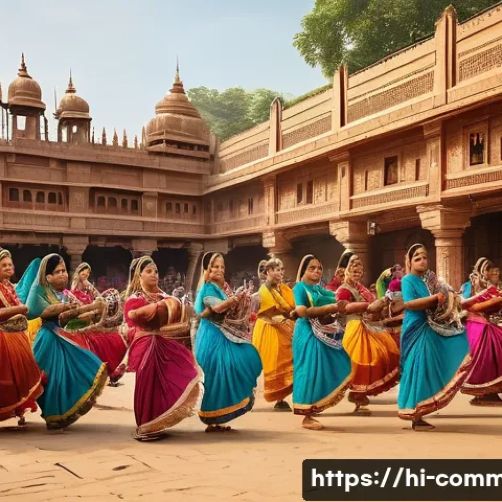 세계 역사의 기념일 - A vibrant scene of a traditional Indian cultural festival celebrating historical days, with people d...